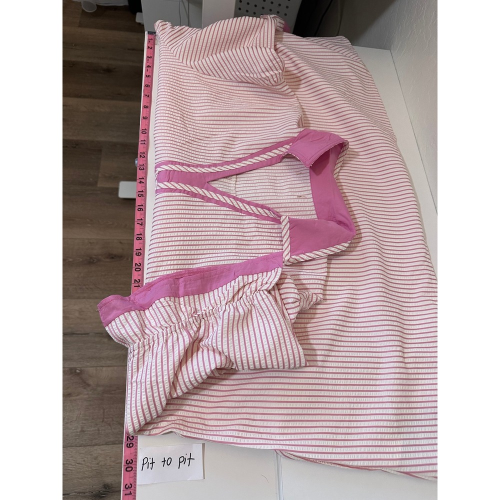 Paisley Grace Pink Seersucker Striped Ruffle Sleeve Top 3XL Preppy Beachy - Picture 9 of 12